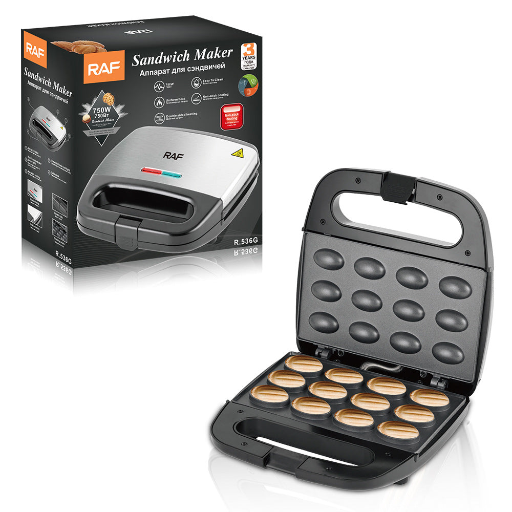 RAF European Standard Light Meal Sandwich Breakfast Maker Household Waffle Maker Toast Oven Small Muffin Maker R.536G