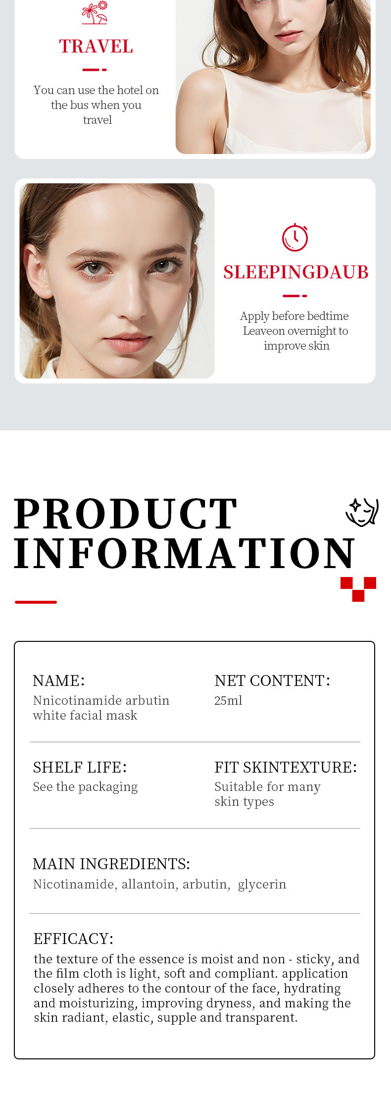 Full English Whitening Face Mask25g SADOER Niacinamide Arbutin Hydrating Moisturizing Tablets  Wholesale