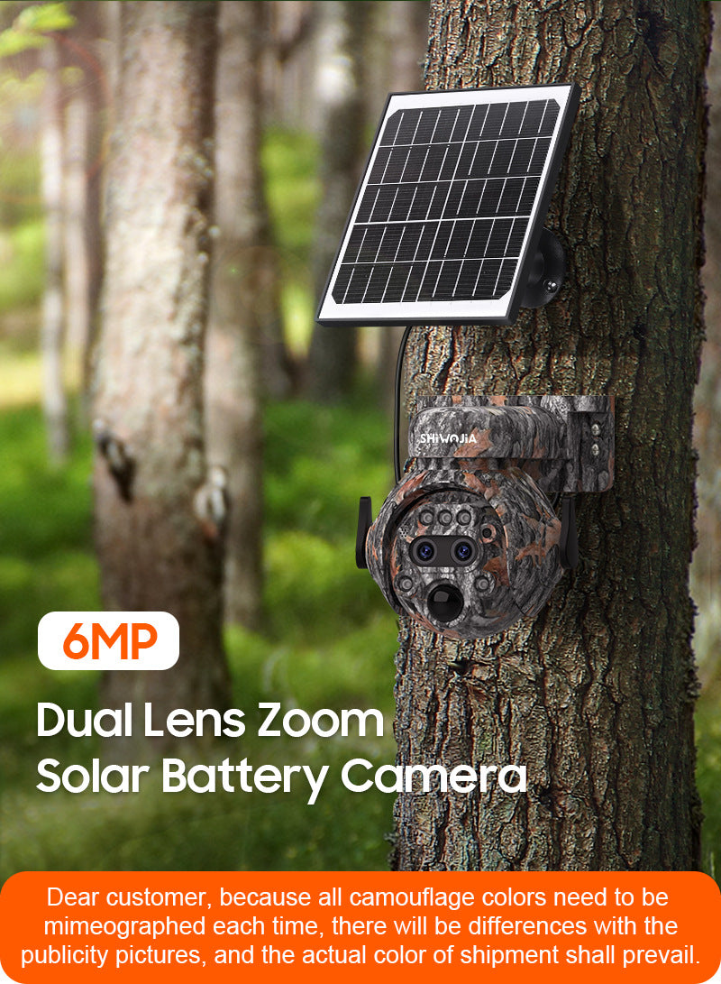 Camouflage122x Zoom Solar Camera Outdoor Forest4G Binocular HD AI Full Color Night Vision Surveillance