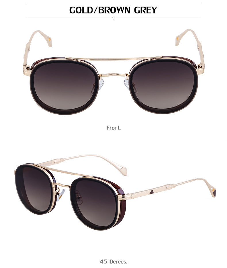 European and American Retro Oval Frame Sunglasses for Men, Side Wrap Small Frame Sunglasses for Women, Trendy Glasses Wholesale shades
