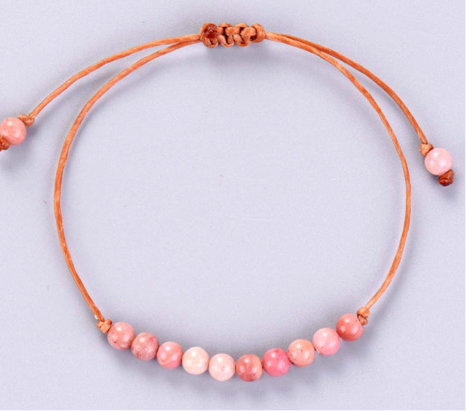 108Pink Quartz Bracelet Lotus Lucky Tree Pendant Labradorite Braided Bracelet Agate Tiger Eye Elastic Bracelet