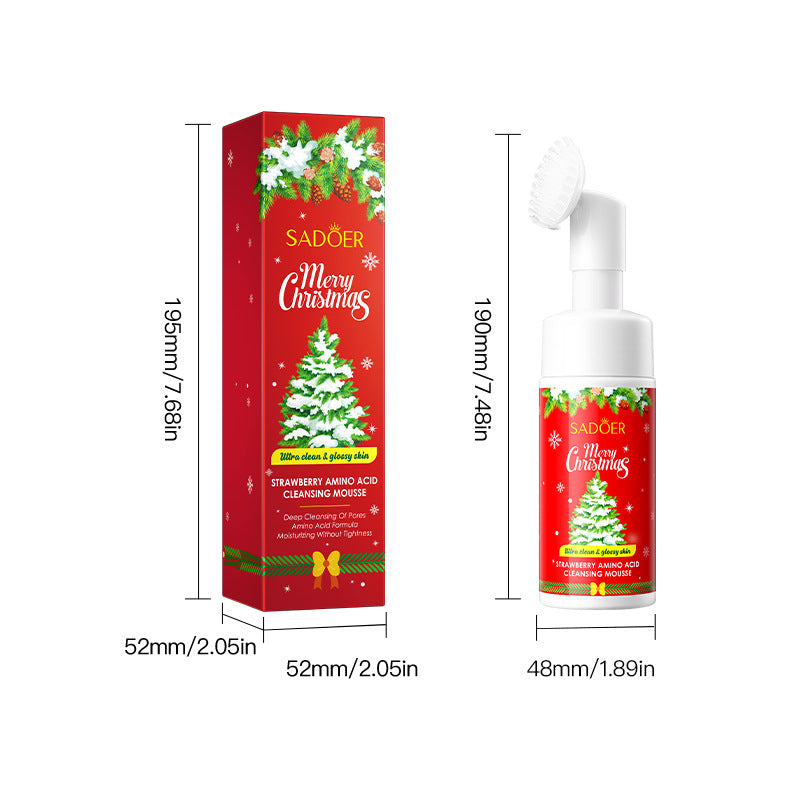 Full English Christmas Strawberry Amino Acid Cleansing Mousse SADOER Cleansing facial cleanser  foreign trade wholesale