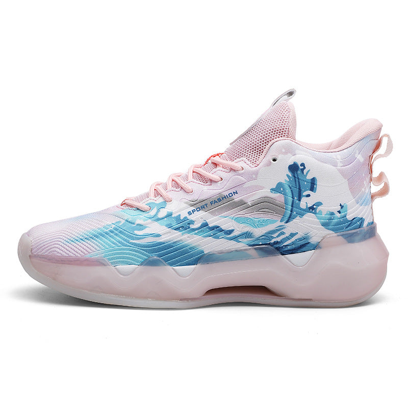 Autumn Winter New Wear-Resistant Anti-Slip Trendy Men's Sports Shoes Friction Sound Youth Professional Combat High-Top Basketball Shoes