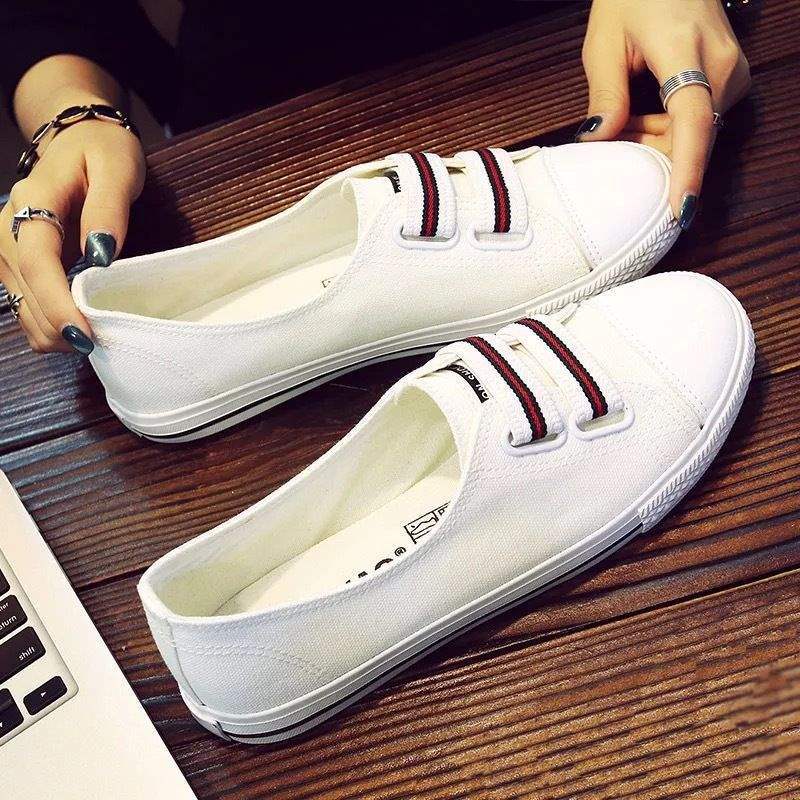 Shallow Canvas Shoes for Women Slip-On Shoes Women's Shoes Slip-On Flat Casual Korean Style Soft Sole Thin Non-Slip Cloth Shoes