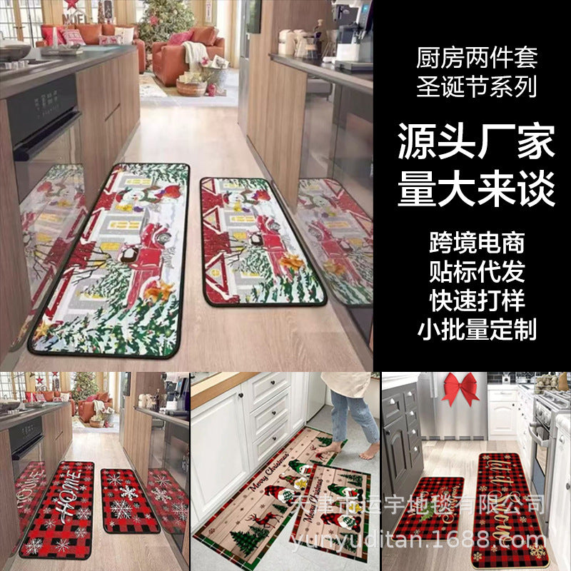 American Christmas Decoration Round Floor Mat Bedroom Living Room Non-Slip Foot Mat Carpet Manufacturer Can Label and Ship on Behalf