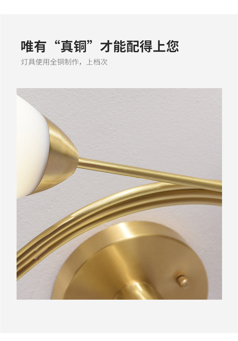 All-Copper Ceiling Light Nordic Style Bedroom Light Modern Simple Elegant Master Bedroom Room Light Creative Personality Living Room Light