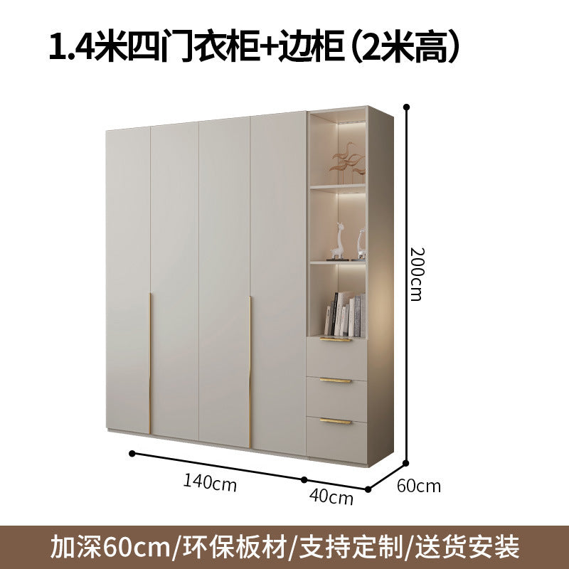 Custom Solid Wood Wardrobe for Home Bedroom Modern Simple Cream Style Hot-Selling Storage Cabinet One-Door to Ceiling Large Wardrobe