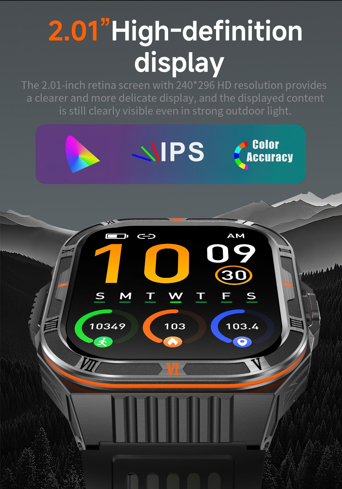 HT38Smart Watch Bluetooth Call Heart Rate Pedometer Sleep Flashlight Deep Waterproof Large Battery Three-Proof Sports