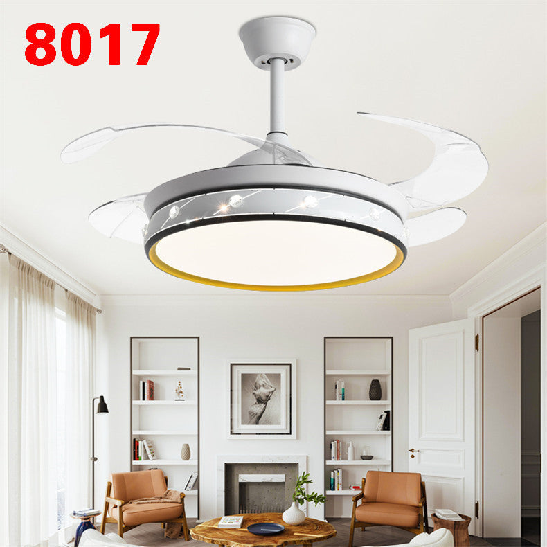 Invisible Fan Light Remote Control led Fan Chandelier Home Electric Fan Lamp scandinavian Iron Restaurant Lamp Crystal Ceiling Fan Lamp