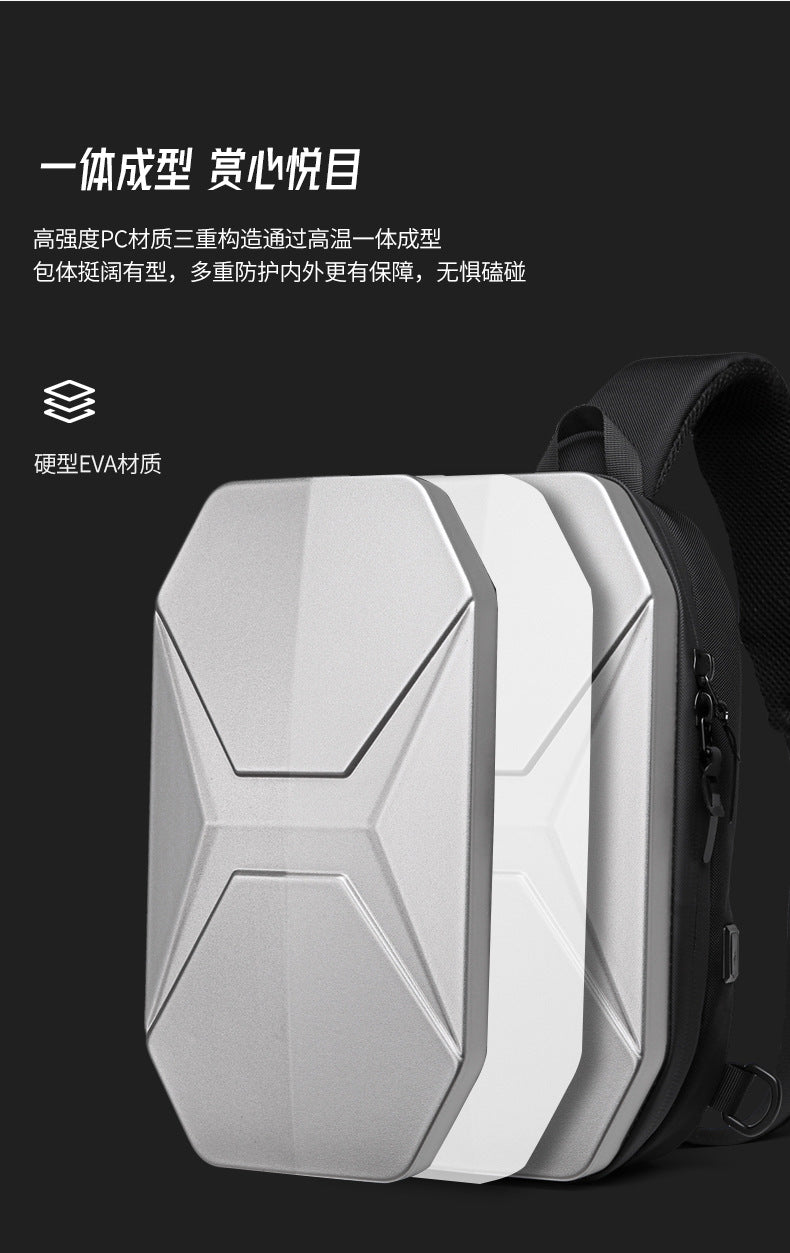 ozuko Functional trendy men's chest bag PC Hard Shell Waterproof Multifunctional Crossbody Bag Shoulder Outing Sports Men's Bag