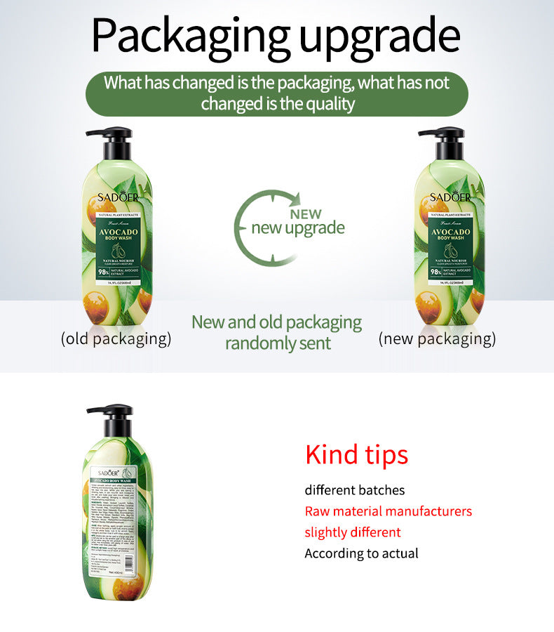 Full English Fruit Body Wash400ml SADOER Coconut Cleansing Avocado Shower Milk  Foreign Trade Wholesale