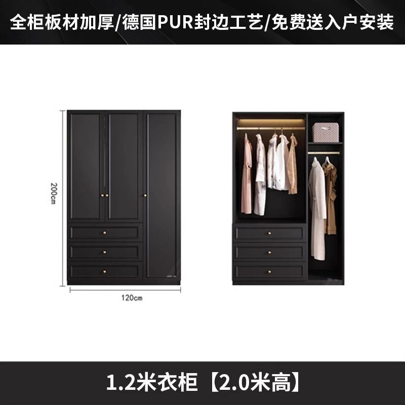 Vintage Style Wardrobe Black Cabinet Wardrobe for Home Bedroom Small Apartment Modern Simple Side Cabinet Top Cabinet Furniture Wardrobe