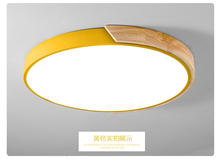 Macaron Solid Wood Ceiling Light led Bedroom Lamp Round Nordic Iron Art Room Lamp Creative Living Room Lamp for Home Use