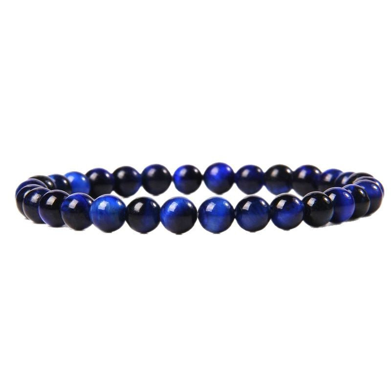 Natural Tiger Eye Stone Bracelet Men's Gift Single Circle Elastic Rope8mm Beaded Blue Tiger Eye Bracelet