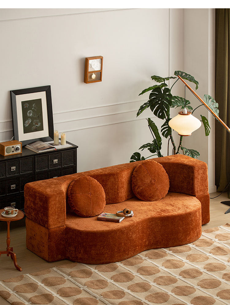 Whole Container Wholesale Vacuum Roll Pack Sofa Curved Modern Minimalist Minimalist Style Irregular Folding Compression Sofa Bed Shipping and tax not included