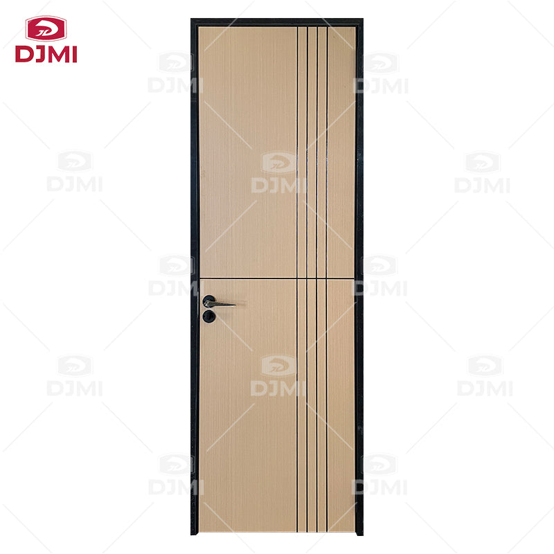 Factory Wholesale Aluminum Wood Ecological Doors for Houses Interior Modern Design Black Steel Frame Interior Wooden Door