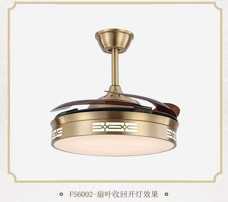 All-Copper Invisible Fan Light Luxury Simple Ceiling Light Designer Modern Living Room Dining Room Bedroom Chandelier Pure Copper