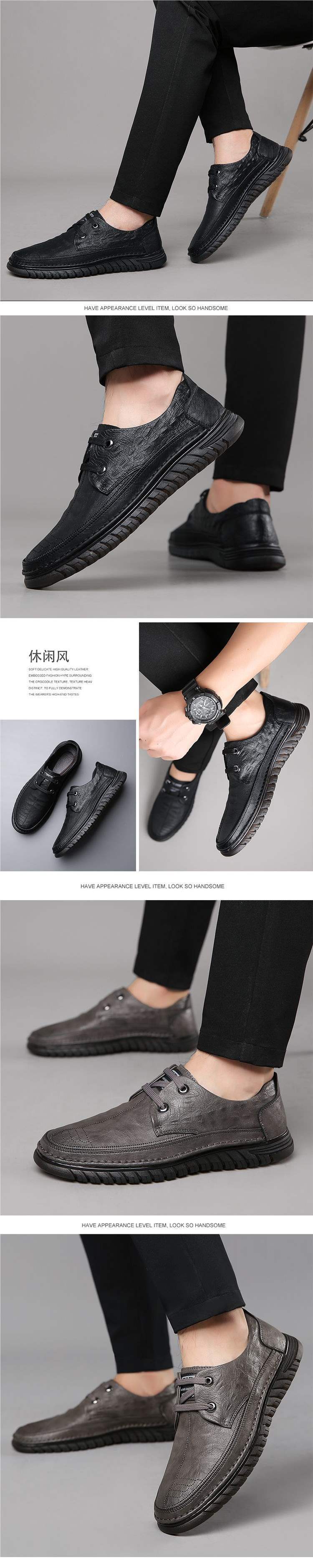 2025Summer Men's Shoes Casual Versatile Leather Shoes Soft Sole Breathable Cowhide Wear-resistant Business Dad Shoes