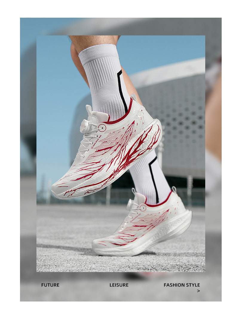 2025New Rotating Buckle Couple Fluorescent Trendy Fashion Running Shoes Real Explosive Carbon Plate Rebound Shock Absorption Sports Shoes