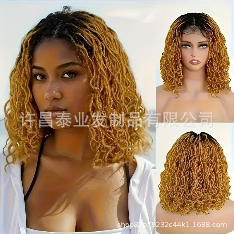 Cross-border Synthetic Hair Wigs European and American Style Small Curls Afro Braid Wig African Dirty Braids Crochet Hair Extensions Full lace Headgear