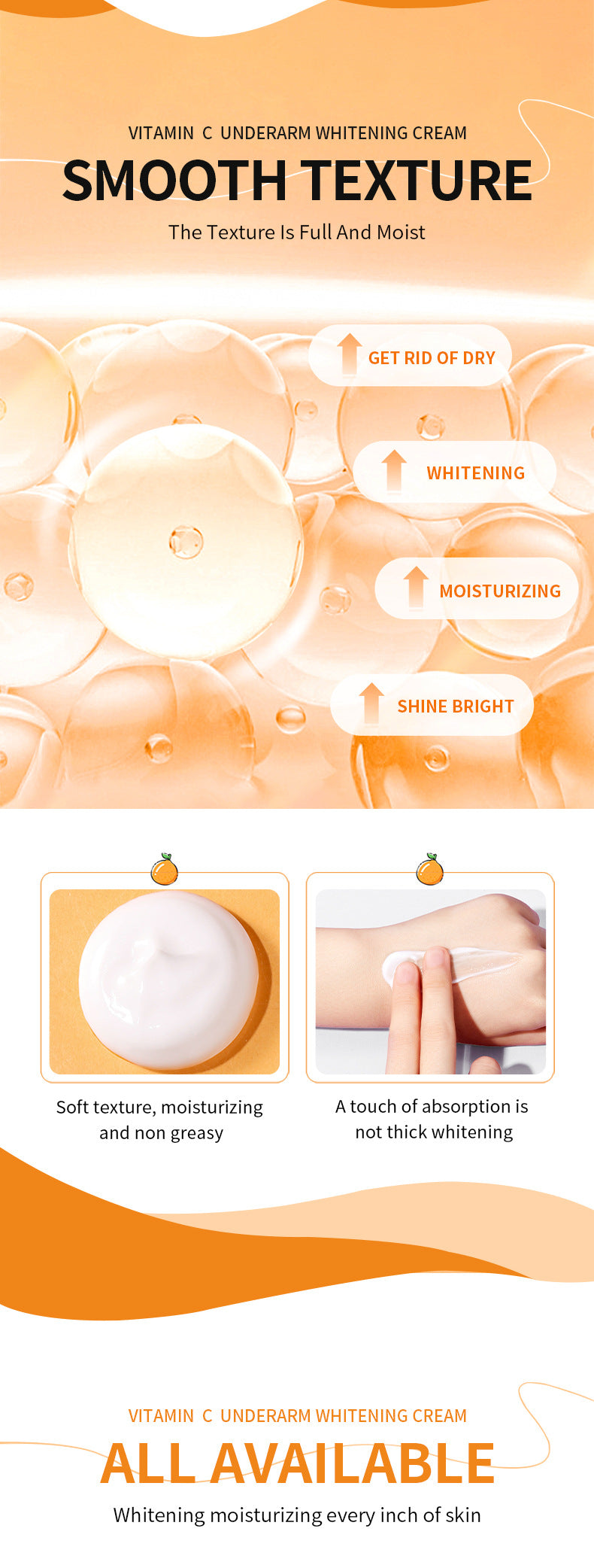 Full English VC Armpit Whitening Cream SADOER Dimension C Even Skin Tone Body Cream  Foreign Trade Wholesale