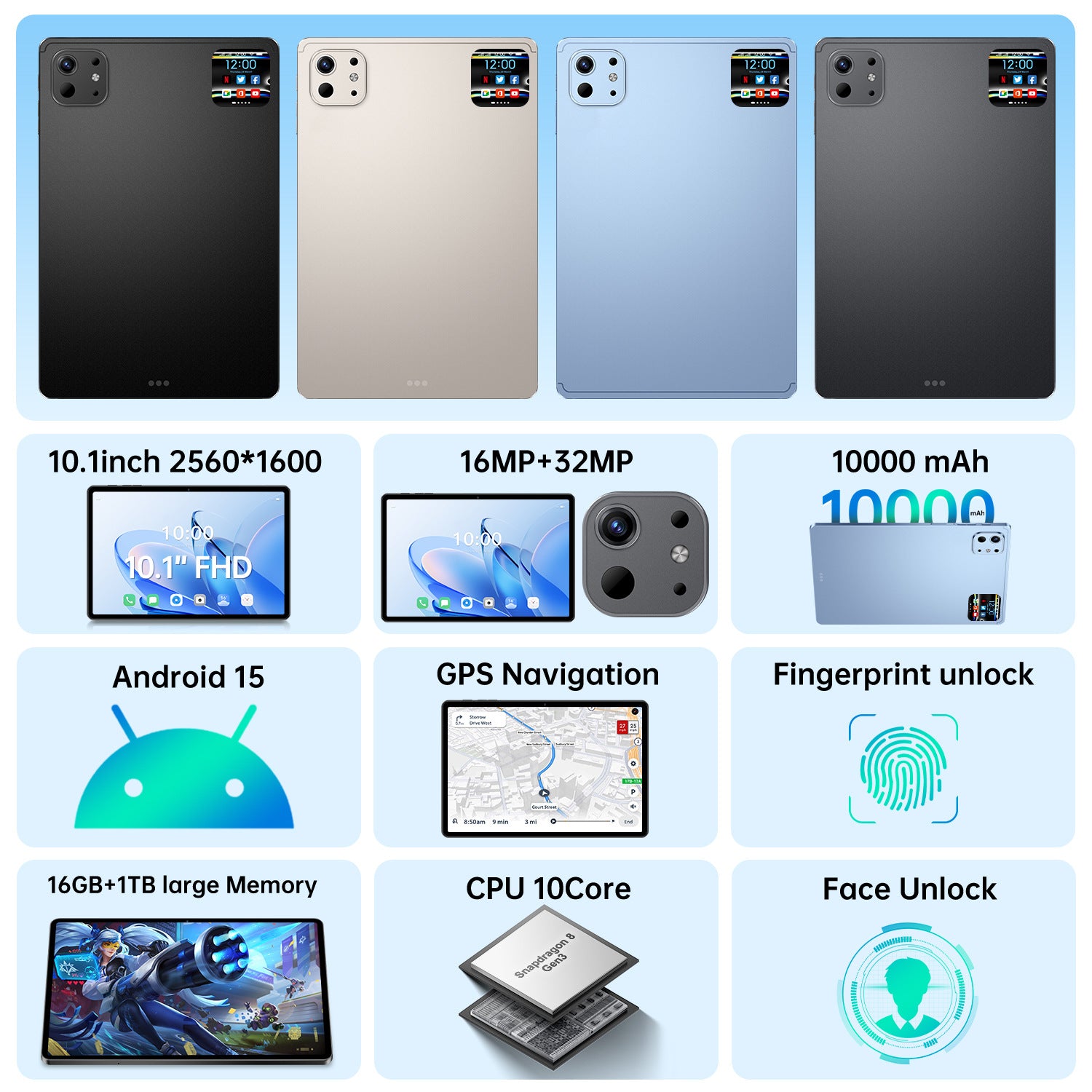 New Hot-Selling Tablet Computers10.1Inch Pro 13 Android16+1TB HD Screen Wholesale Southeast Asia