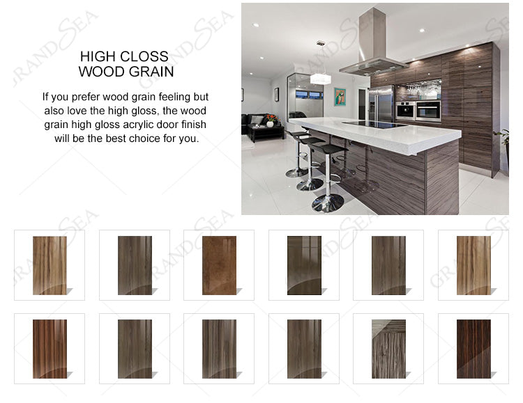 Best Simple Melamine Dark Black Luxury Large Modular Solid Wood Kitchen Cupboard Pantry Cabinet Set