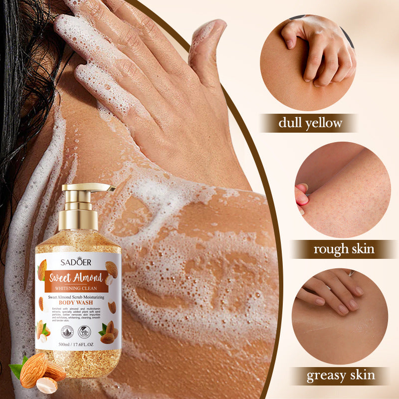 Full English Sweet Almond Whitening Scrub Body Wash500ml SADOER  foreign trade wholesale of cleansing body wash
