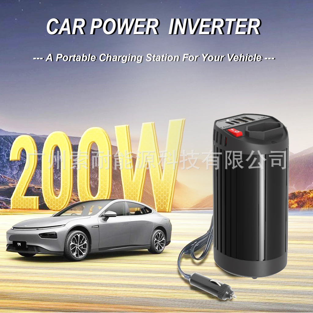 Hot Selling Car Inverter200W 12V Turn110V220V Double USB Type-C Cup Type inverter