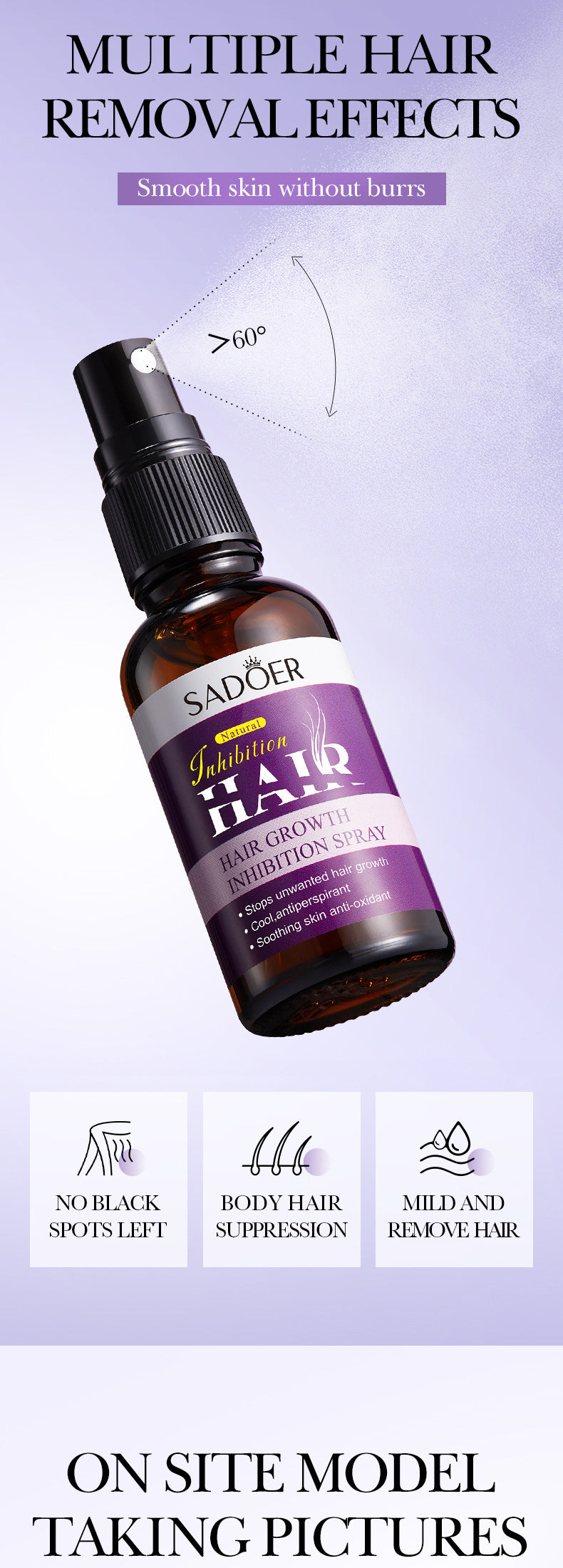Full English Hair Growth Inhibitor Spray SADOER Inhibiting Underarm and Leg Hair Spray  Wholesale