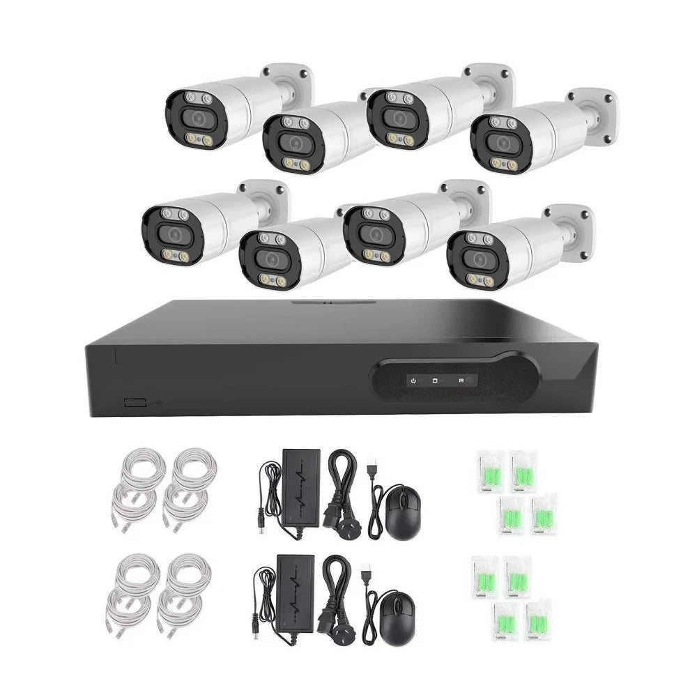 POE Wireless Surveillance Camera 5MP 8MP 8Road Surveillance Camera Set Network Bullet Camera NVR Infrared