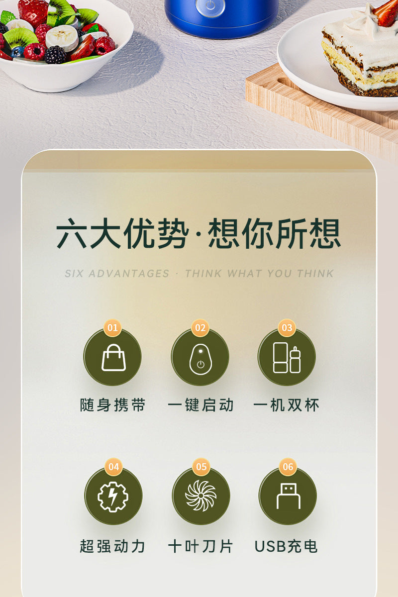 Electric New Portable Juicer Fruit Juice Maker Multifunctional Fruit and Vegetable Juicing Cup Small Mini Blender Cup