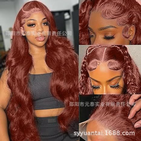 13x4 Body Wave Lace Front Wig Reddish Brown Synthetic Wigs