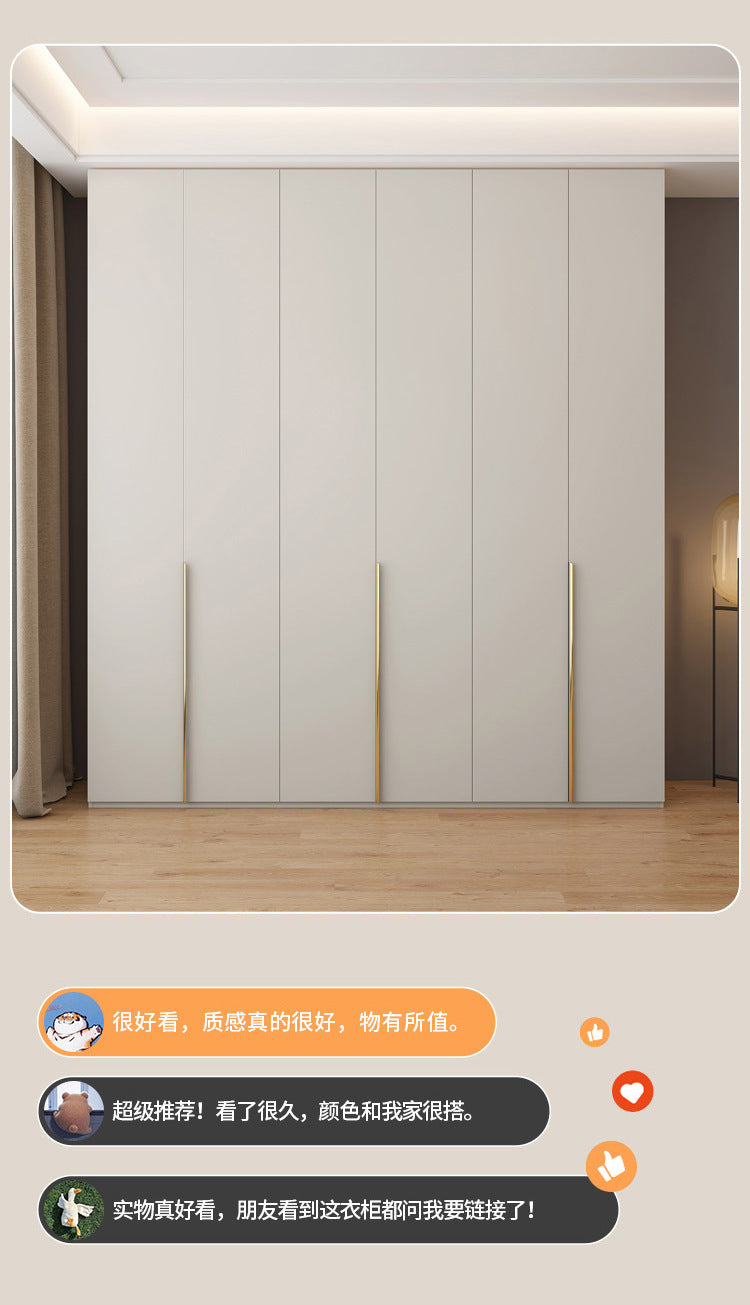 Custom Solid Wood Wardrobe for Home Bedroom Modern Simple Cream Style Hot-Selling Storage Cabinet One-Door to Ceiling Large Wardrobe