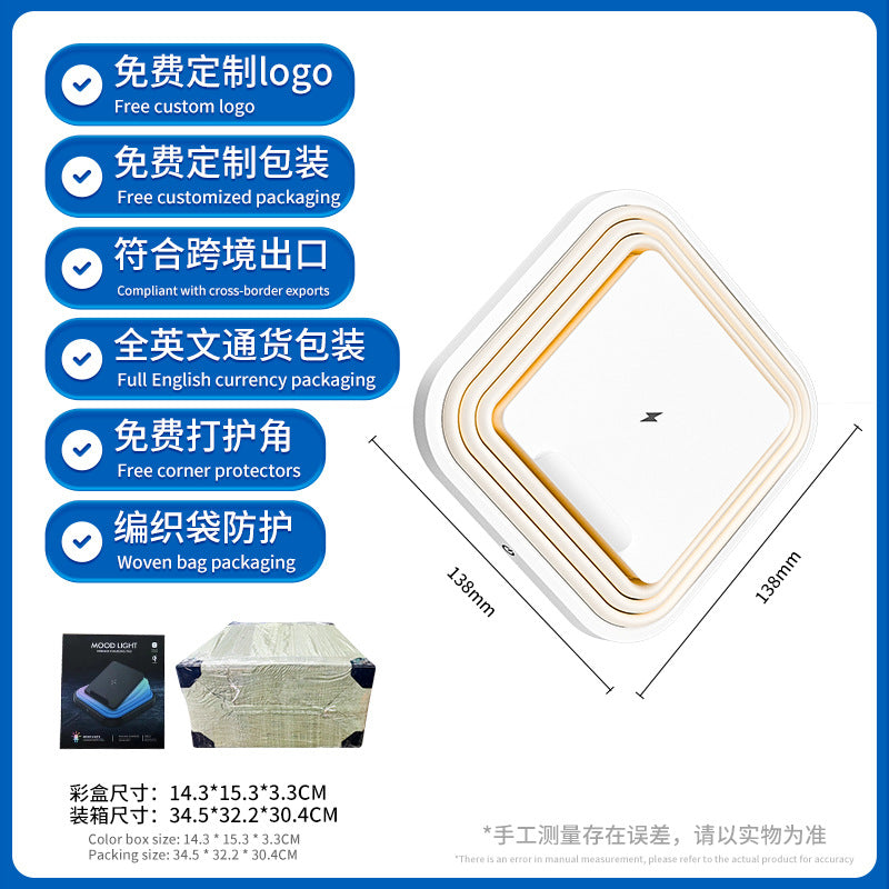 Source manufacturer eye protection reading night light15W Mobile Phone Wireless Charging Table Lamp Folding Gift Atmosphere Lamp Wholesale