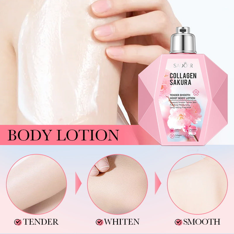 Sakura Body Lotion300ml SADOER Collagen Tender and Smooth Skin Lotion Cross-Border Wholesale