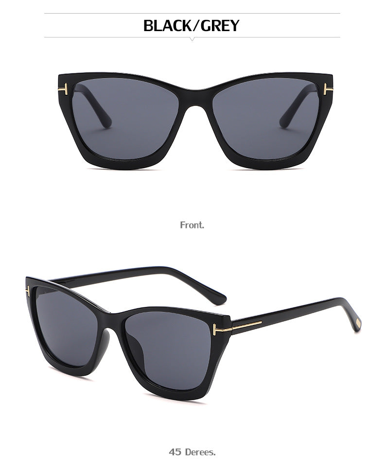 Vintage T Cat Eye Sunglasses for Women Fashionable High-End Sunglasses Trendy ins Street Style Full Frame Sun Protection Glasses shades