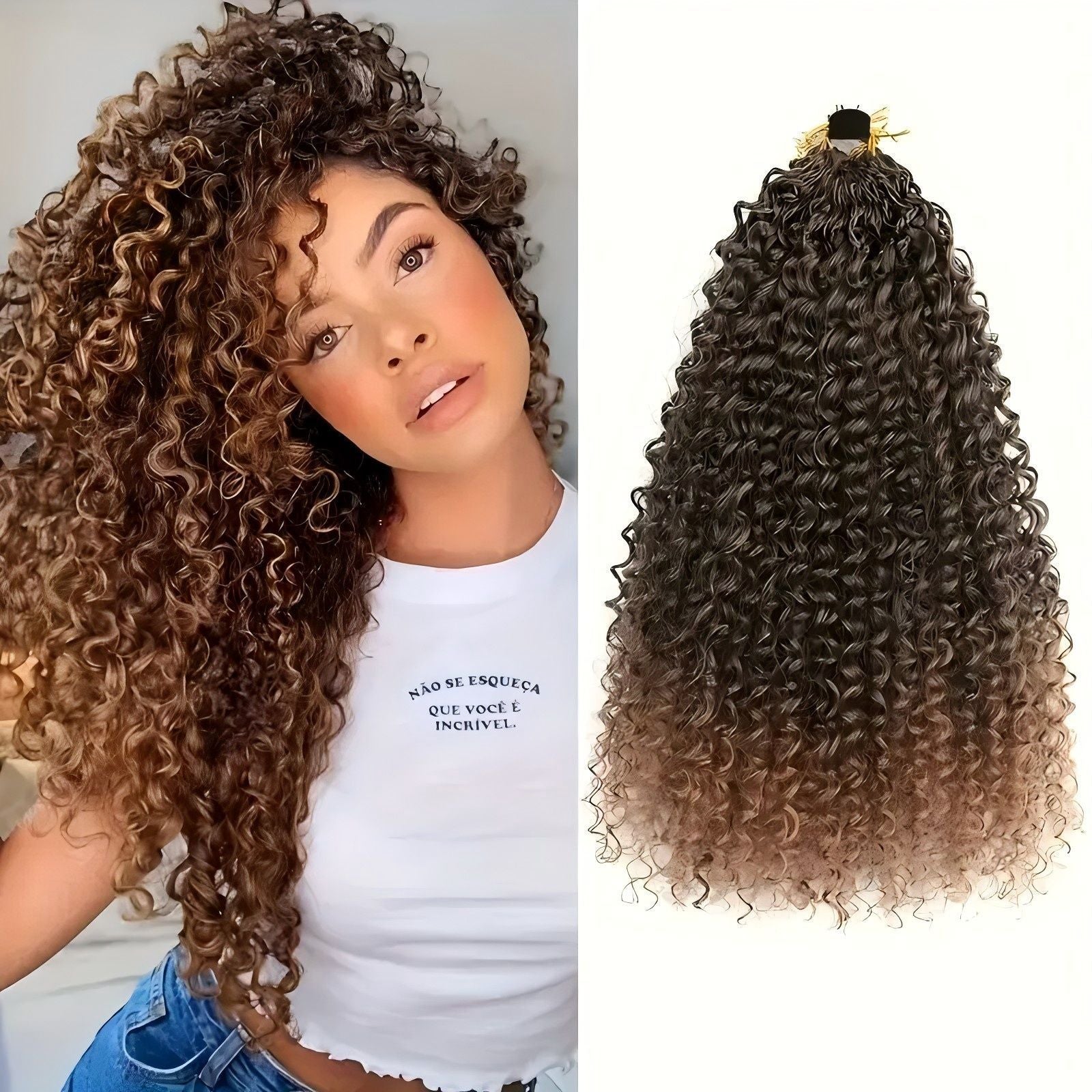 Chemical Fiber Wig MiniGOGOCrochetHair African Two-Strand Small Curl Braids Crochet Celebrity Style Long Curly Hair
