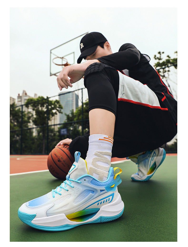 Four Seasons New Luminous Mesh Breathable Men's Shoes Casual Trendy Basketball Shoes High Elastic Cushioning Wear-Resistant Non-Slip Sports Shoes
