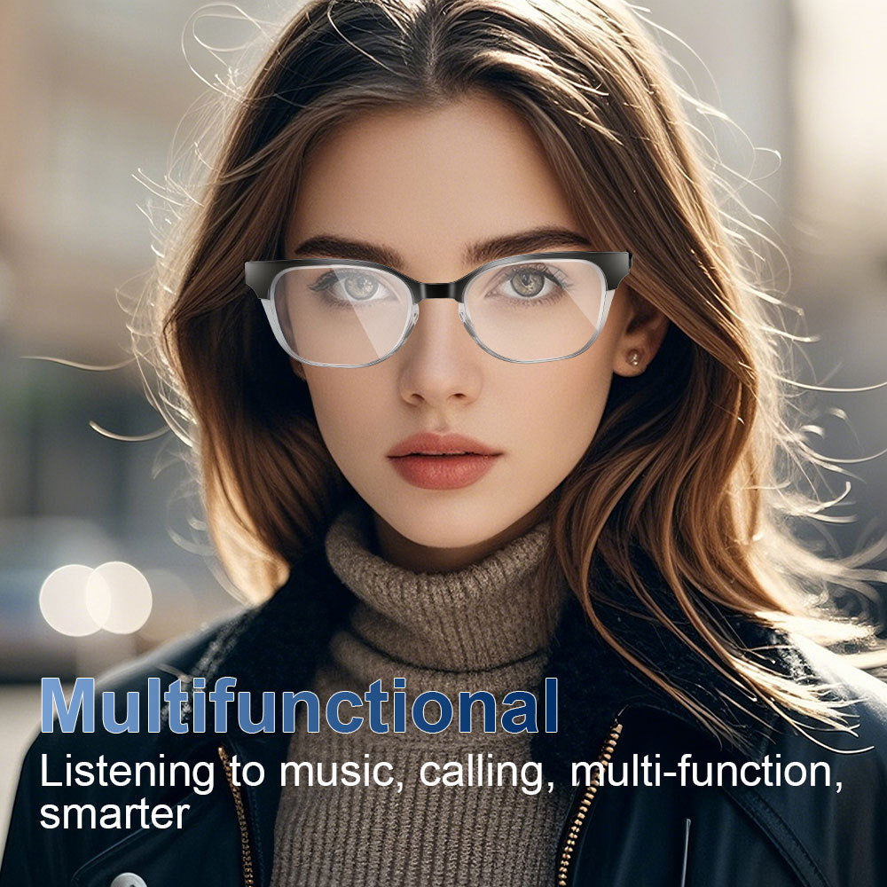 Large Frame Anti-Blue Light Non-Prescription Glasses for Women ins Fashionable Simple Frame European and American Style Personality Color Changing Trendy Bluetooth Glasses