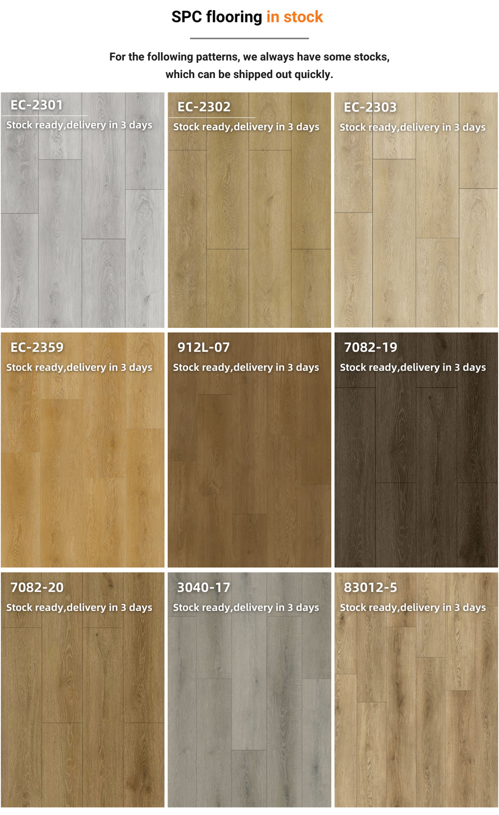 Spc 4.0mm Floor Wood Tiles Plastic Flooring