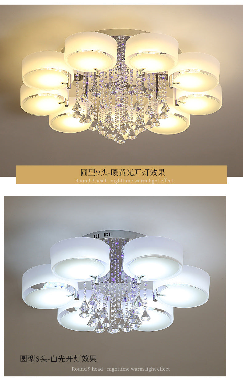 Living Room Lamp Crystal Lamp LED Ceiling Lamp Round Bedroom Lamp Simple Modern Elegant Home Dining Room Balcony Lighting