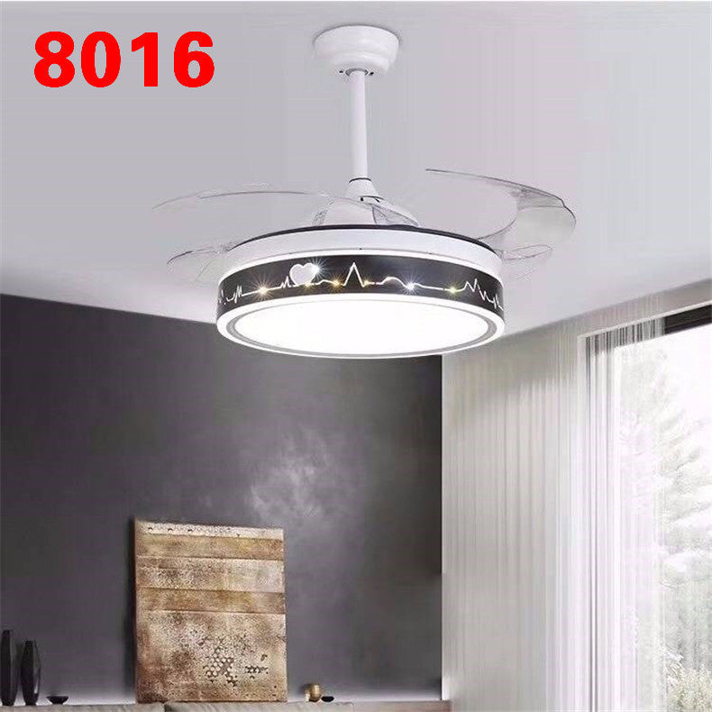 Invisible Fan Light Remote Control led Fan Chandelier Home Electric Fan Lamp scandinavian Iron Restaurant Lamp Crystal Ceiling Fan Lamp