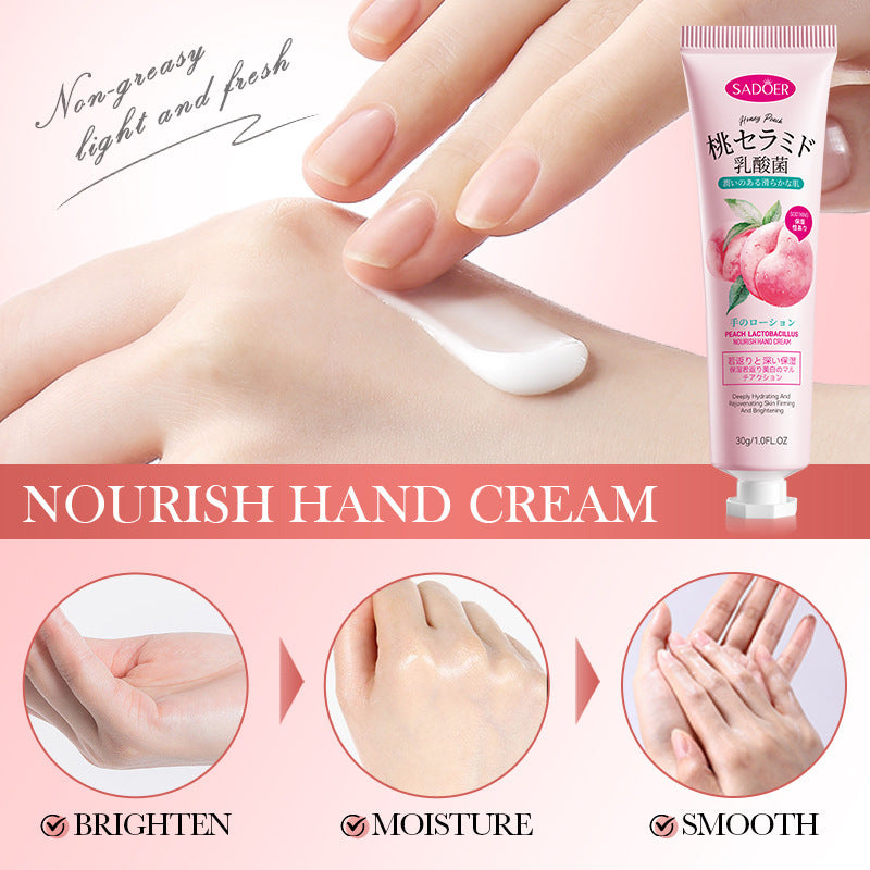 Peach Lactobacillus Hand Cream SADOER Nourishing Autumn and Winter Anti-Dry Crack Hand Cream Cross-Border Foreign Trade Wholesale