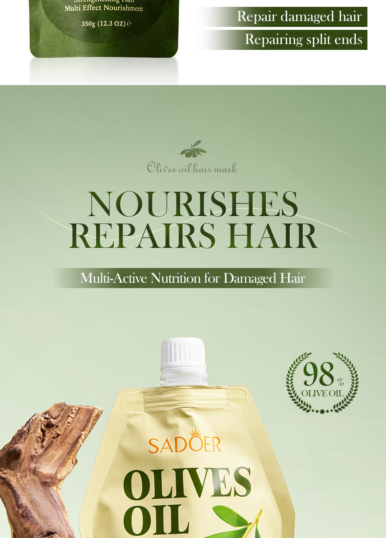 Olive Oil Hair Mask350g SADOER Repair and Improve Frizz Bagged Hair Mask Cross-Border Wholesale