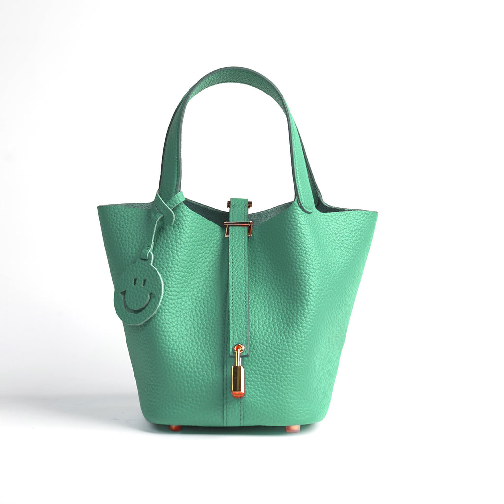 European and American New Hot-Selling Simple Women's Top Layer Cowhide Large Capacity Versatile Bucket Bag Handbag