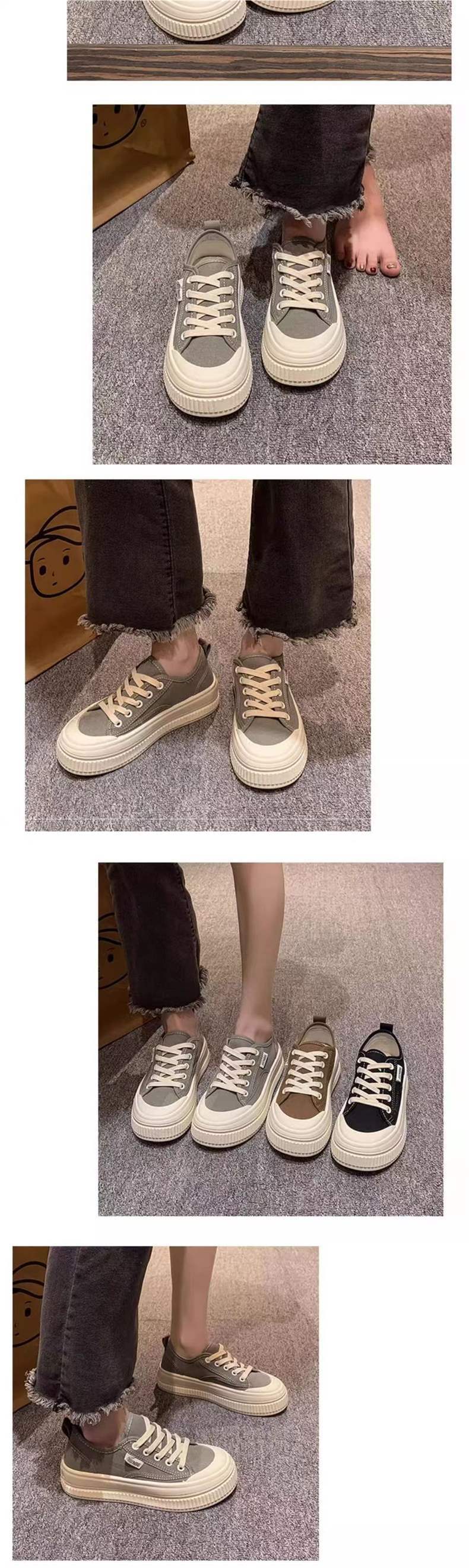 Yuechen Thick-Soled Canvas Shoes for Women, Versatile Breathable White Sneakers2025Spring and summer niche casual sneakers