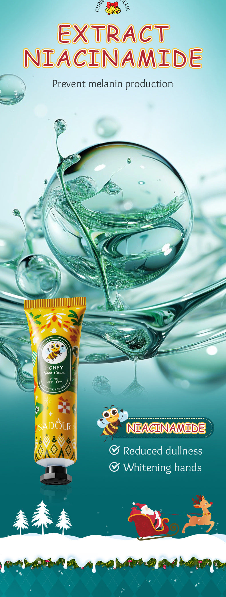 Honey Tender Hand Cream30g SADOER Skin Rejuvenation Hand Cream for Autumn and Winter Cross-Border Wholesale