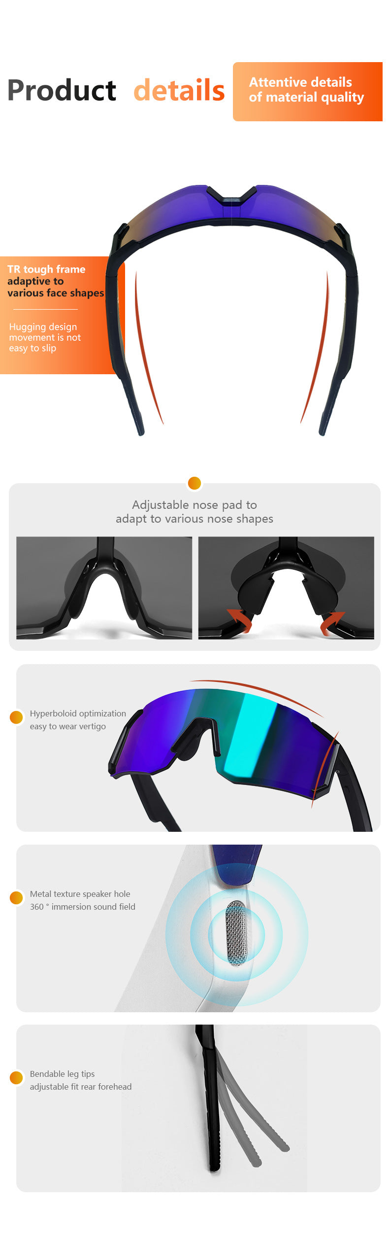 QY01 Pro1Bluetooth Glasses AI Translation Bluetooth Call Music Playback Outdoor Cycling Sports Glasses