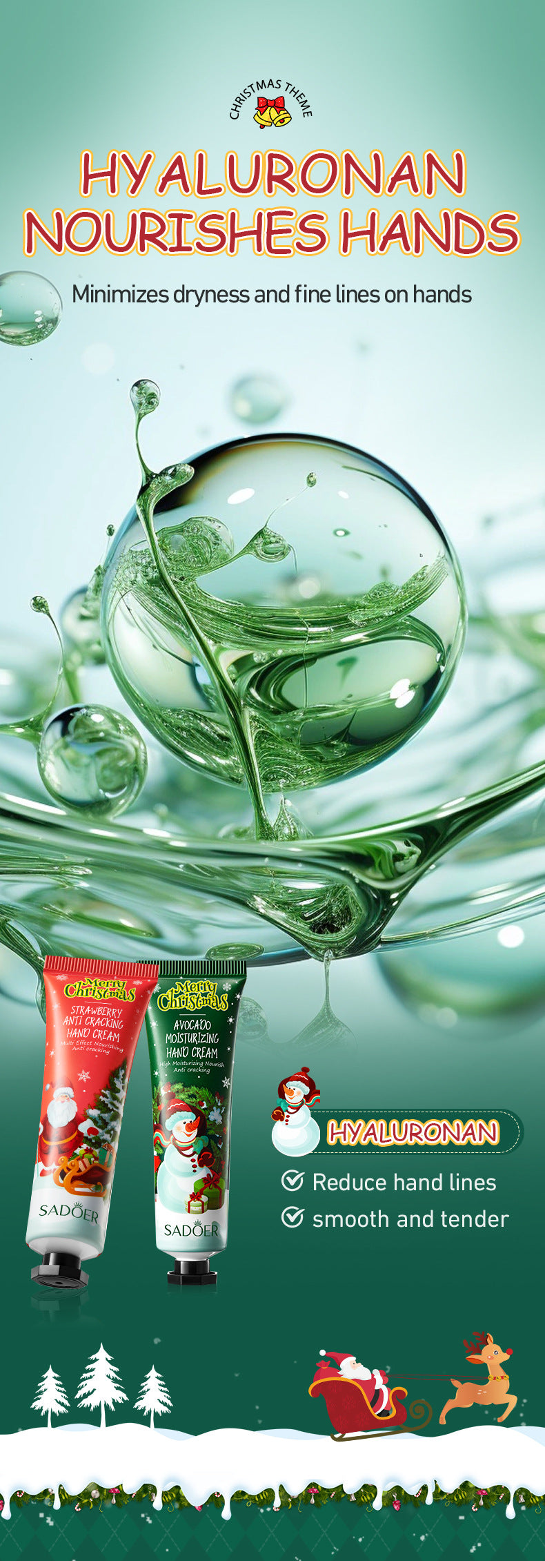 Full English Christmas Moisturizing Anti-Chapped Hand Cream Five-Piece Set SADOER Autumn and winter hand cream  foreign trade wholesale